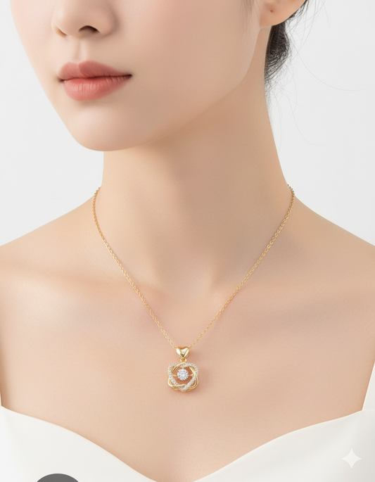 Dancing Diamond Pendant / Gold Plated