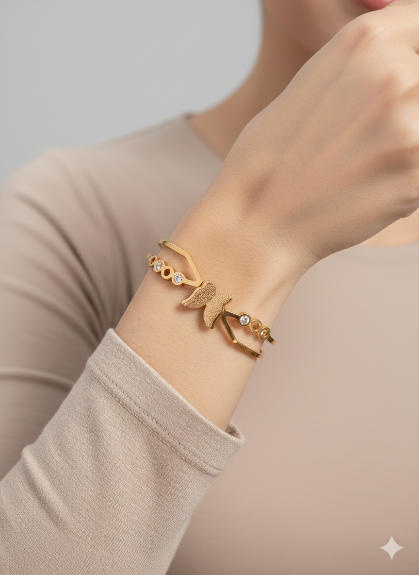 Butterfly Charm Bracelet 18k Gold Plated.