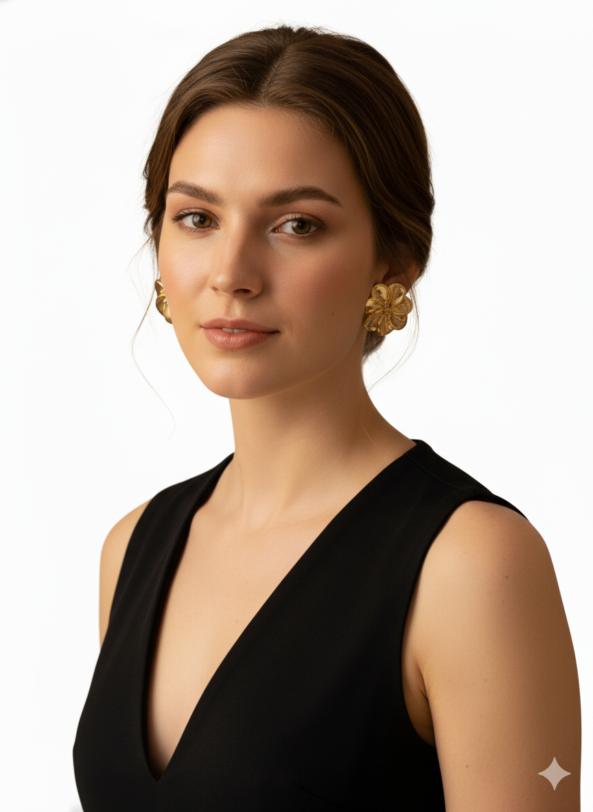 Bold Flower Earrings 18k Gold Plated.