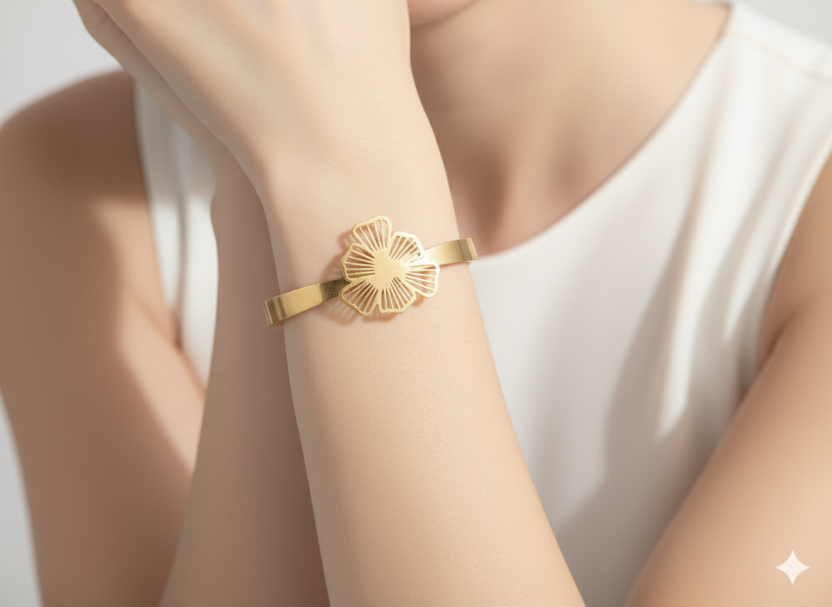 Sparkle Quad Flower 18K Gold Plated Bracelet.
