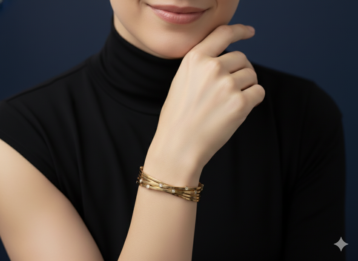 Zewrat Cross Twisted Bracelet 18k Gold Plated.