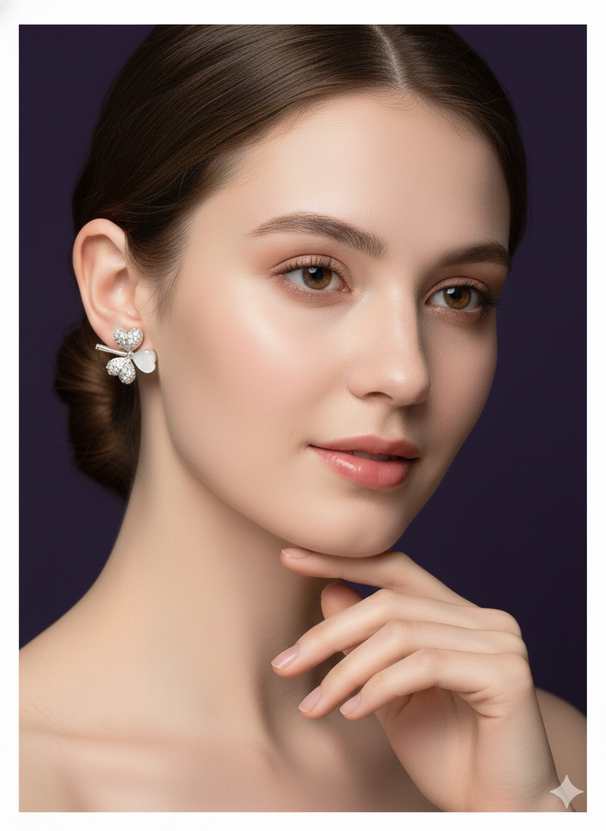 Crystal Love Leaf Earrings