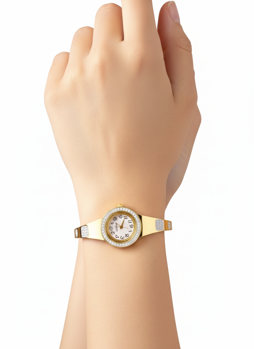 Crystal Crown Watch 18k Gold Plated