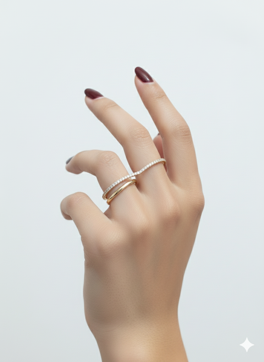 Twilight Flow Ring 18k Gold Plated with AD Dimond