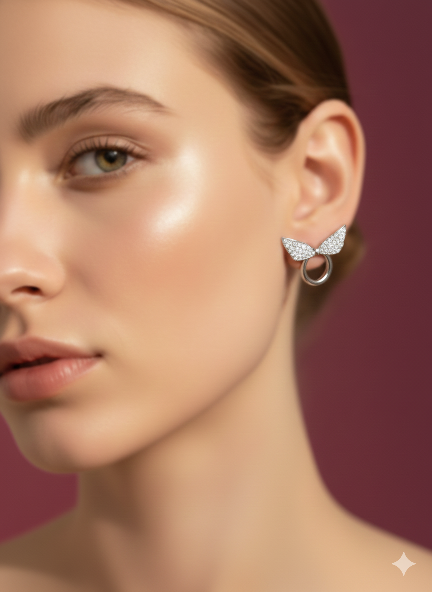 Muse Earrings Silver Rhodium Plated with AD Dimond