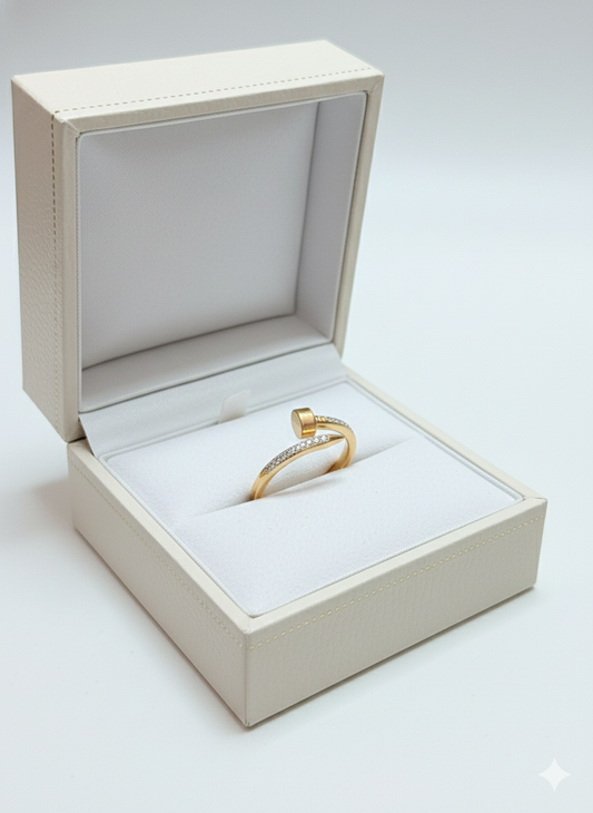 Nail Luxe Ring Gold Plated Zirconia Diamond