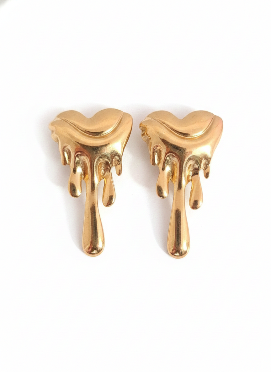 Golden Statement Earrings 18k Gold Plated