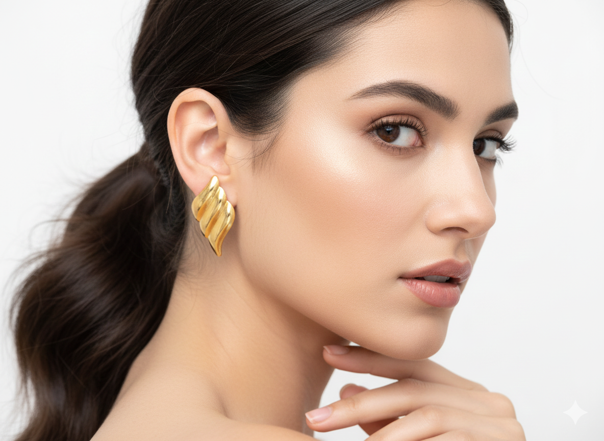 Golden Nautilus Earrings 18k Gold Plated