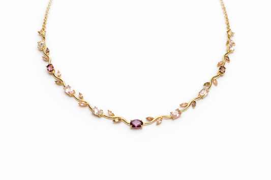 Tulip Cubic Zirconia Multi-Stone Gold Necklace