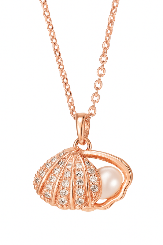 Oyster Pearl Necklace / Rose Gold Plated