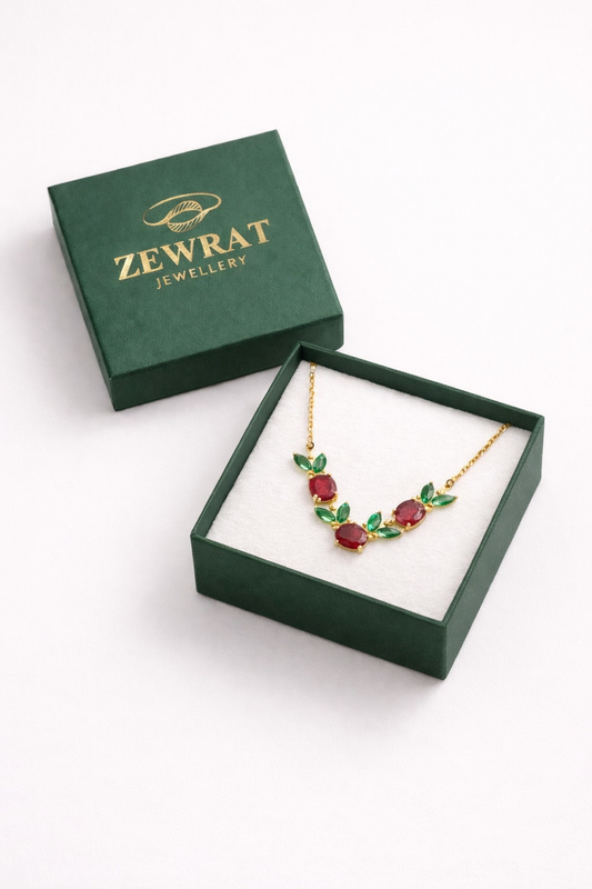 Ruby & Emerald Vine Statement Necklace