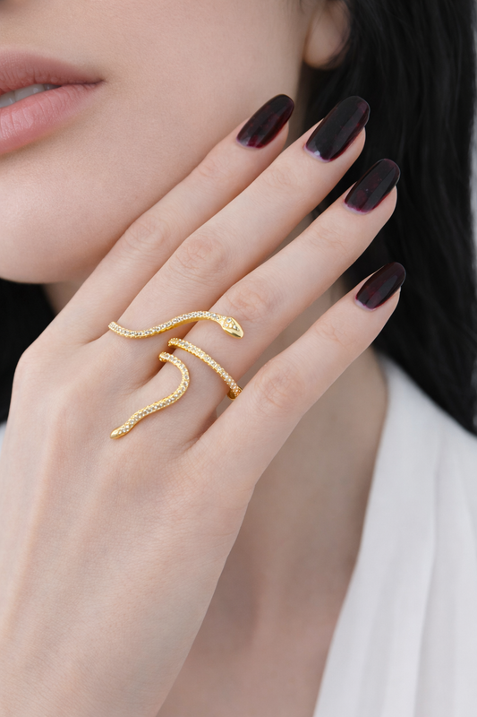 Snake Wrapped Ring with 18K Gold Plated