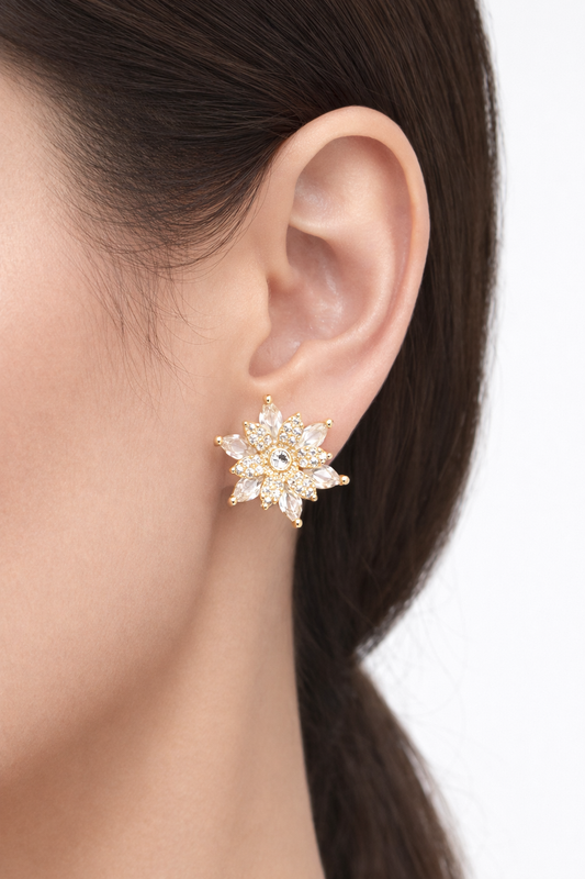 Floral Radiance Earrings 18k Gold Plated.