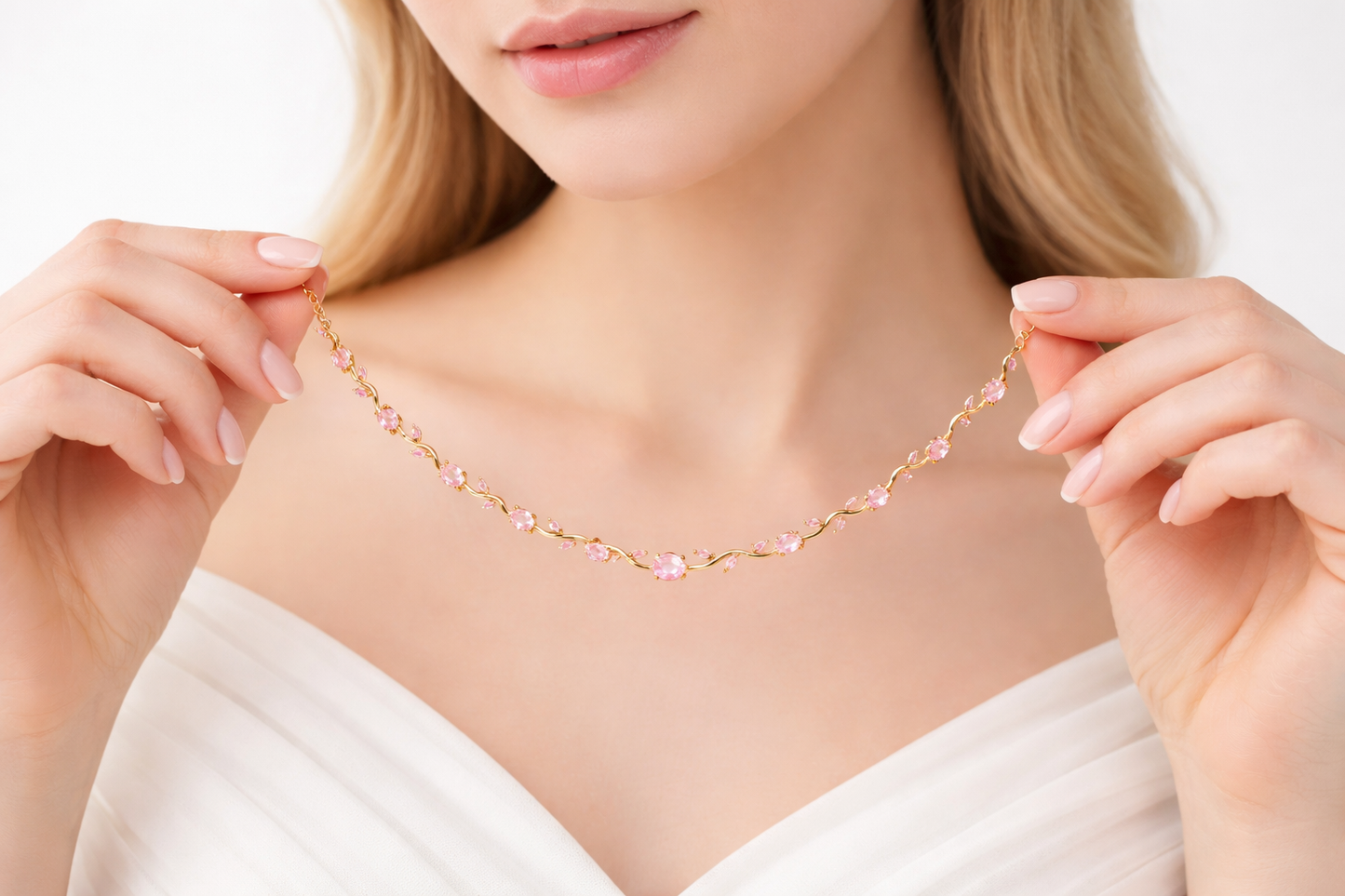 Tulip Pink Necklace 18K Gold Plated