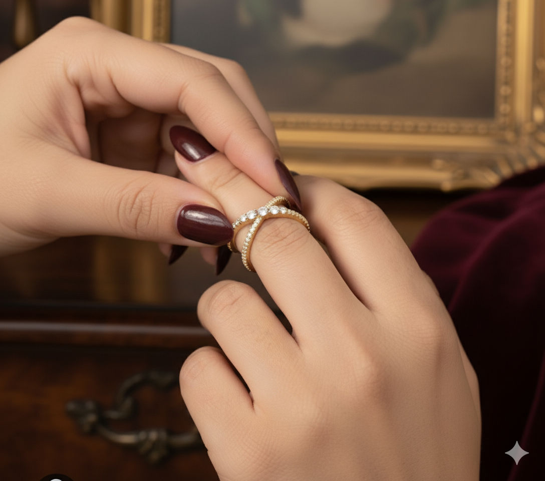 Criss-Cross Gold Plated Ring           Adjustable Size