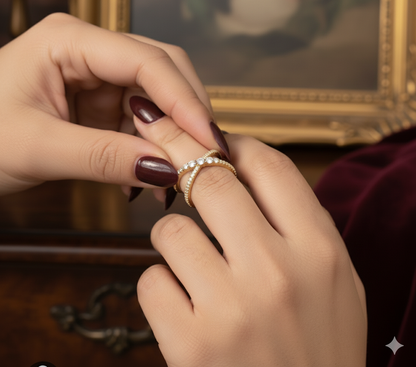 Criss-Cross Gold Plated Ring           Adjustable Size