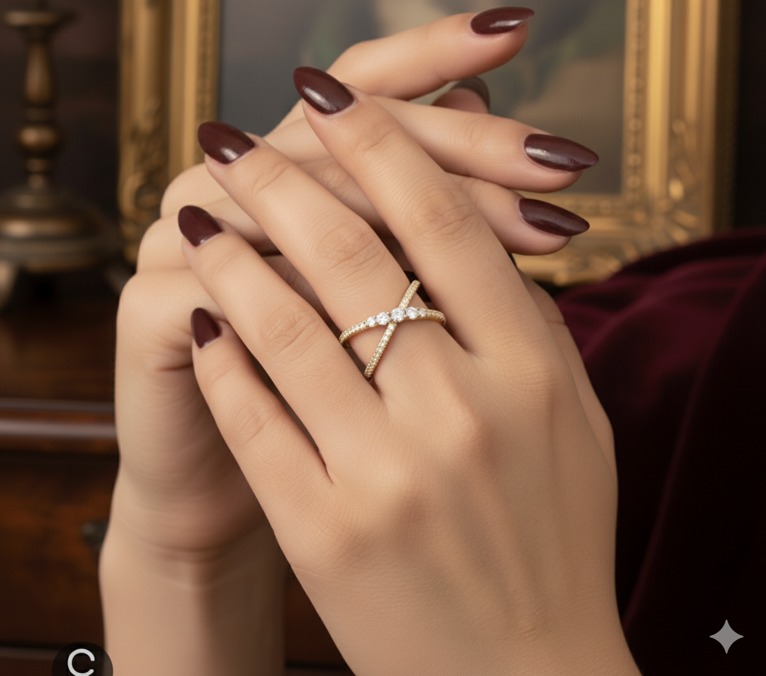 Criss-Cross Gold Plated Ring           Adjustable Size