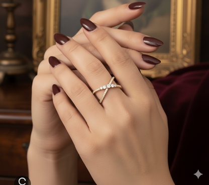 Criss-Cross Gold Plated Ring           Adjustable Size