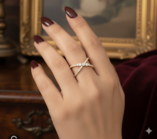 Criss-Cross Gold Plated Ring           Adjustable Size