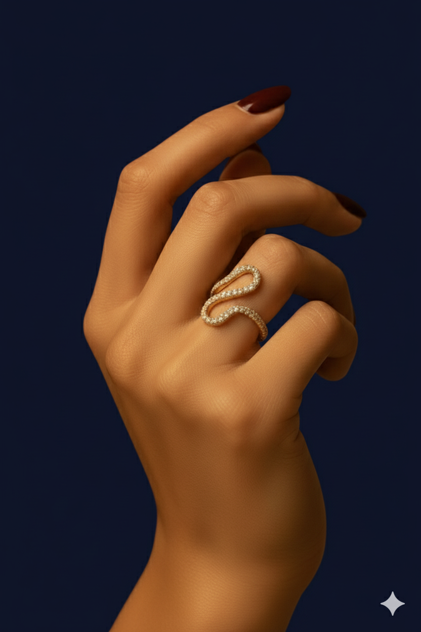 Curvea 18k Gold Plated Ring. Adjustable Size