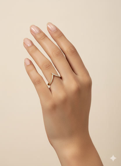 Chevron Ring  Gold Plated & Adjustable