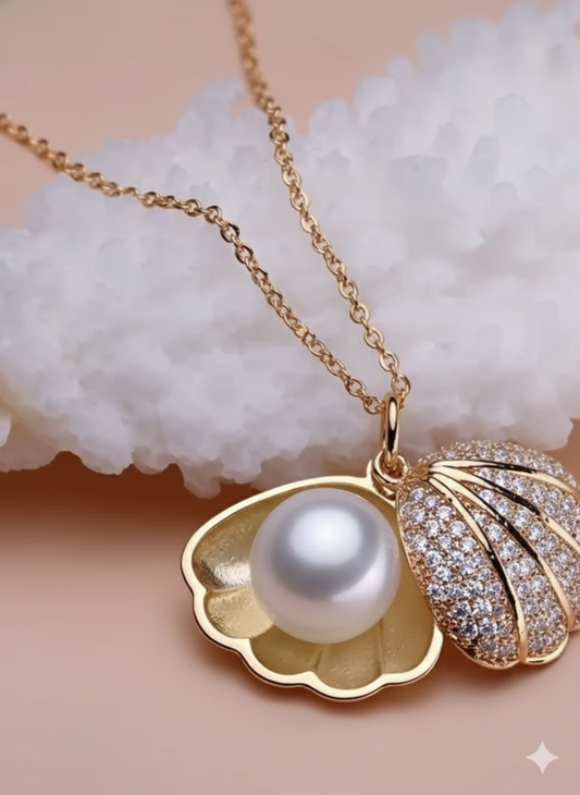 Oyster Pearl Necklace  / Gold Plated
