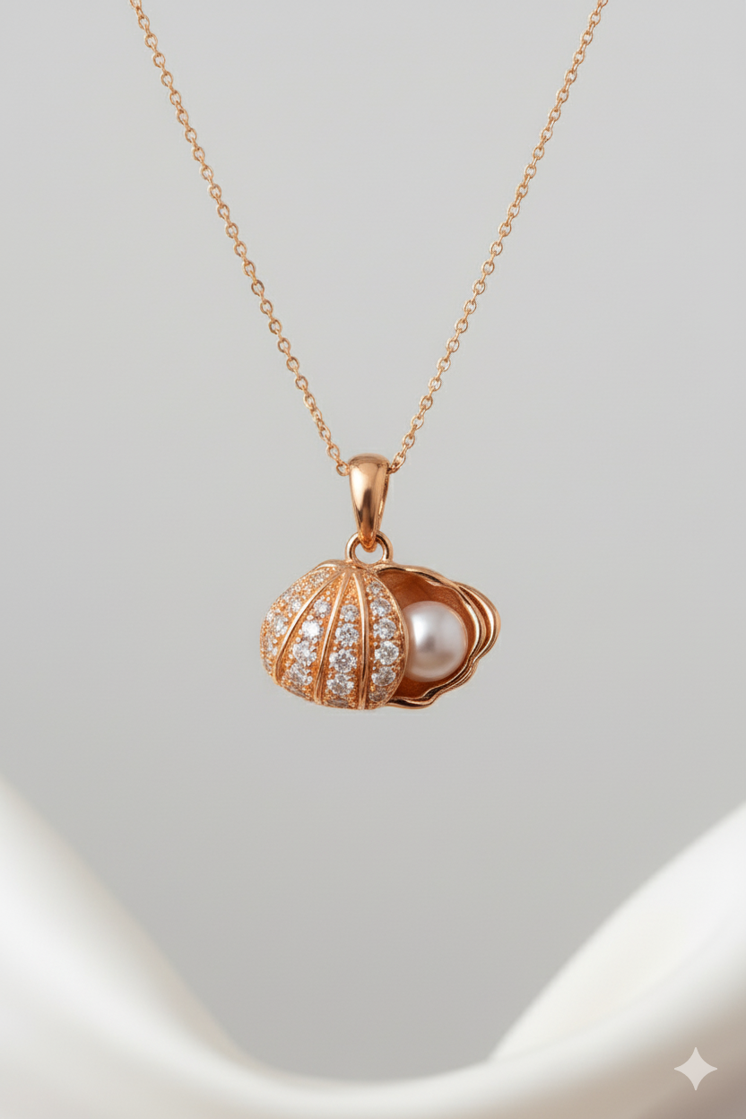 Oyster Pearl Necklace / Rose Gold Plated