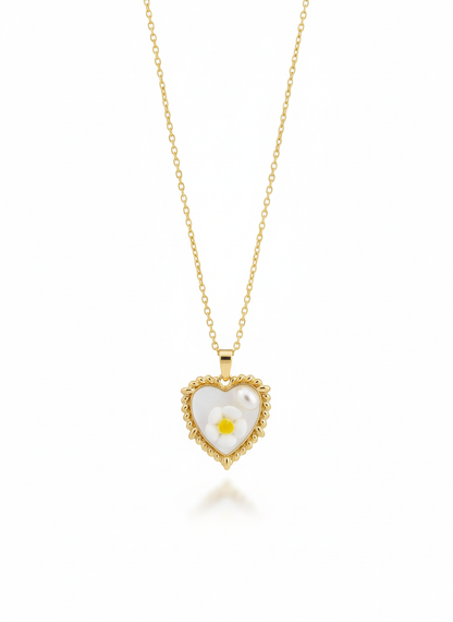Heart Flower Pendant.     / Gold Plated