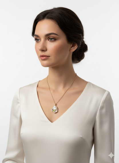 Baroque Pearl Enamel Pendant. Gold Plated