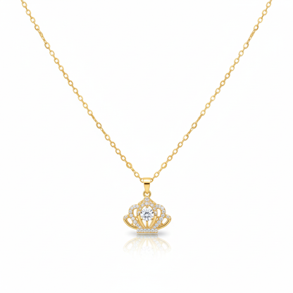 Princess Crown Pendant Gold Plated & American Diamond