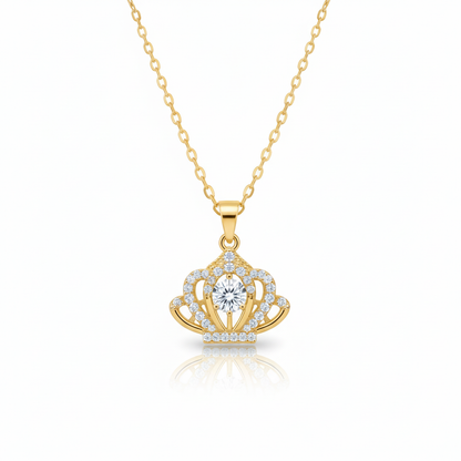 Princess Crown Pendant Gold Plated & American Diamond
