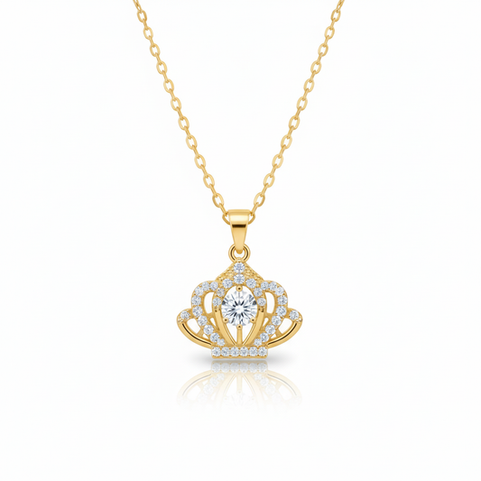 Princess Crown Pendant Gold Plated & American Diamond