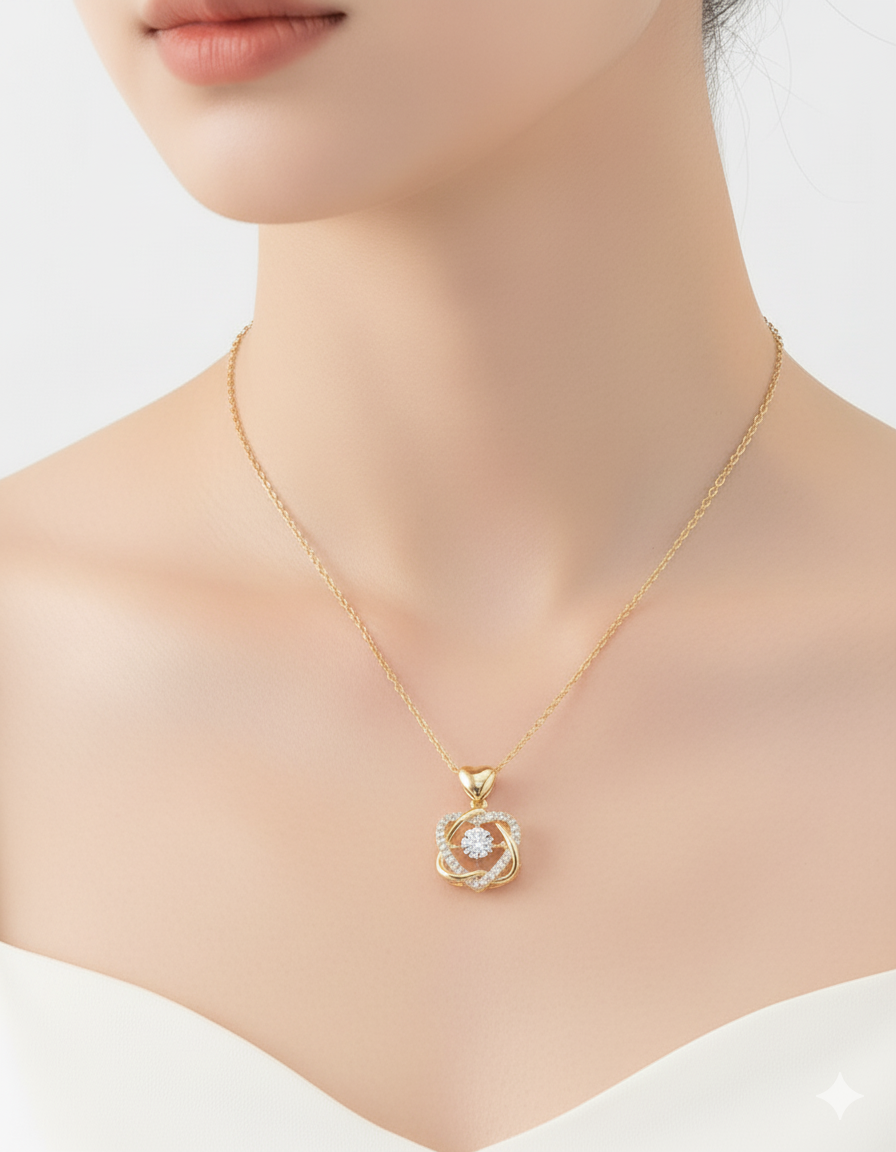 Dancing Diamond Pendant / Gold Plated