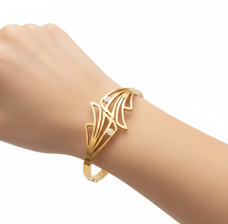 Artistic Abstract Gold Plated Bracelet