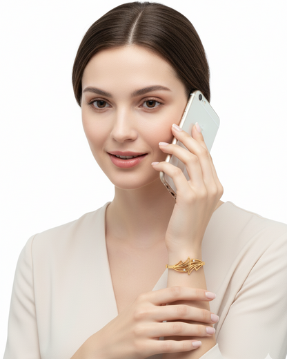 Artistic Abstract Gold Plated Bracelet