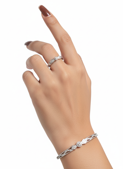 Forever Heart Sparkle set with Zirconia Diamond & Rhodium Plated.