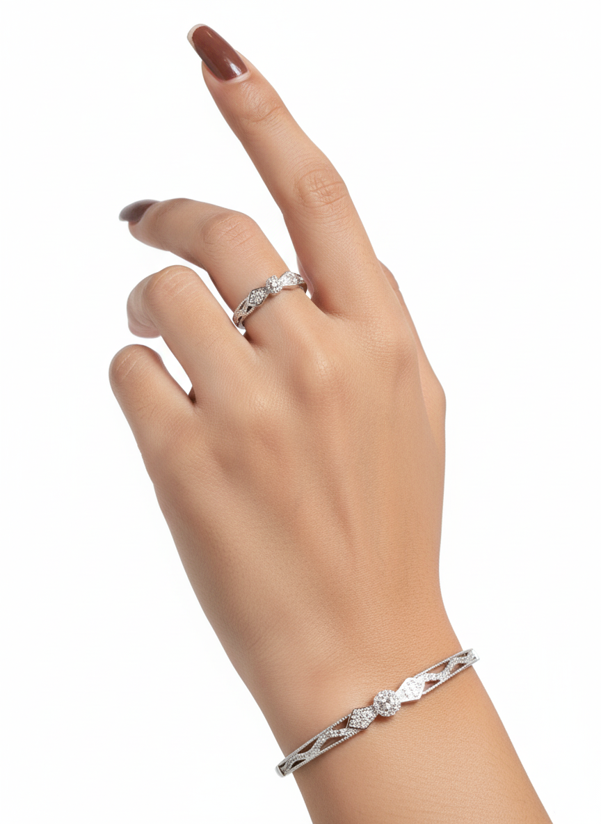 Silver Harmony Set with Zirconia Diamond Rhodium Plated