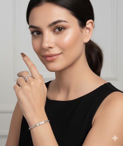 White Gold Harmony Set. With American Diamond