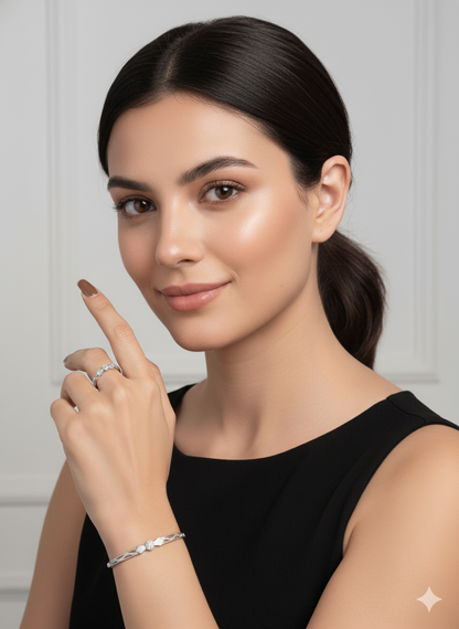 Silver Harmony Set with Zirconia Diamond Rhodium Plated