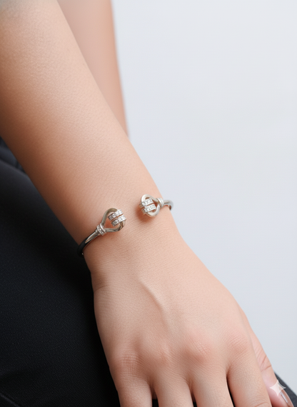 Silver Embrace Bracelet With American Diamond.