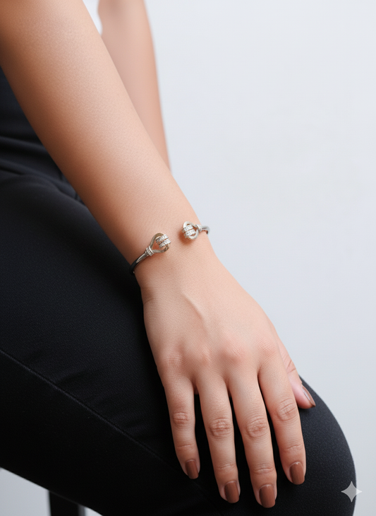 Silver Embrace Bracelet With American Diamond.