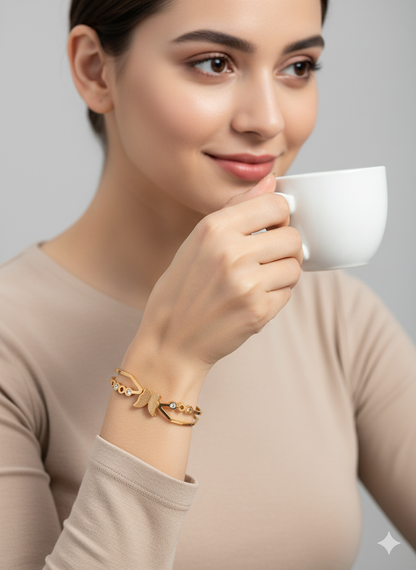 Butterfly Charm Bracelet 18k Gold Plated.