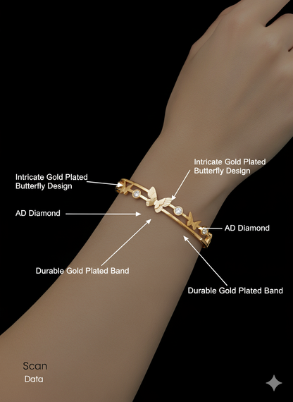 Butterfly Open Bracelet 18k Gold Plated.