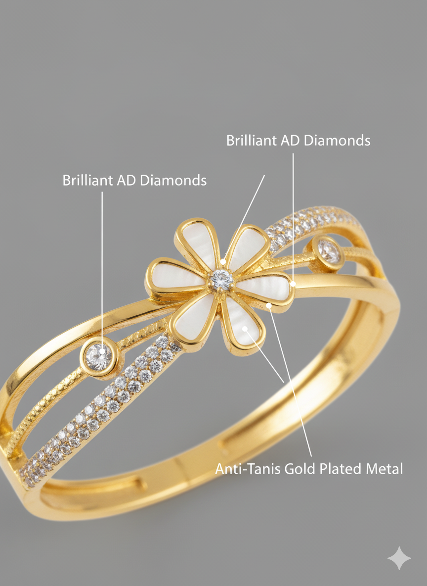 Flora Diamond Bracelet 18K Gold Plated