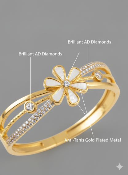 Flora Diamond Bracelet 18K Gold Plated