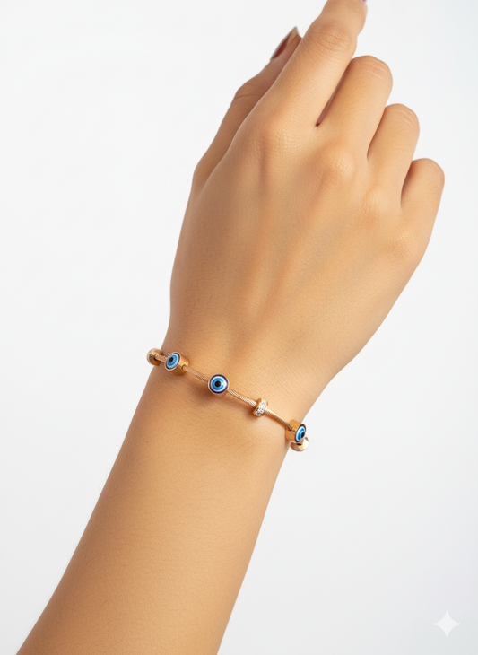 Evil Eye Bracelet 18k Gold Plated.