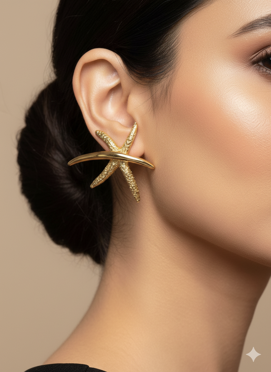 Starfish Earrings 18k Gold Plated.