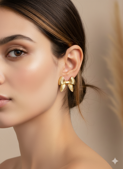 Ribbon Tie Earrings 18k Gold Plated