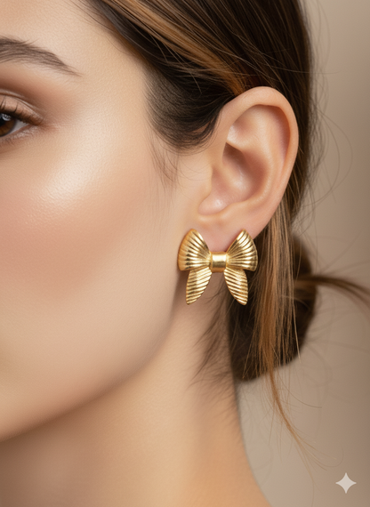 Ribbon Tie Earrings 18k Gold Plated