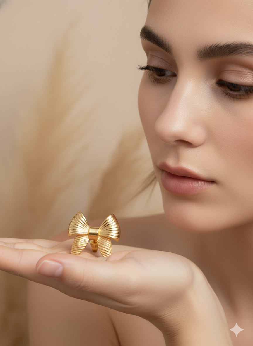 Ribbon Tie Earrings 18k Gold Plated